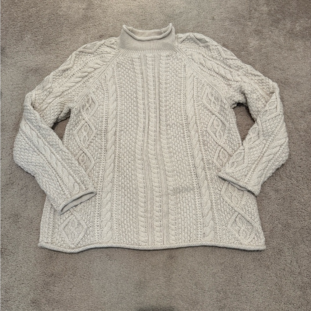 J. Crew Cream Cable Knit Turtleneck Sweater